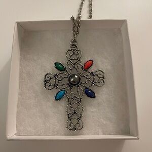 Avon Vintage Cross Silver Necklace